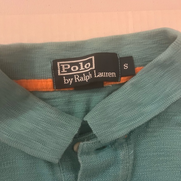 Y2K Vintage Polo by Ralph Lauren Men's Turquoise Polo with Multicolor Stripes - Picture 5 of 11